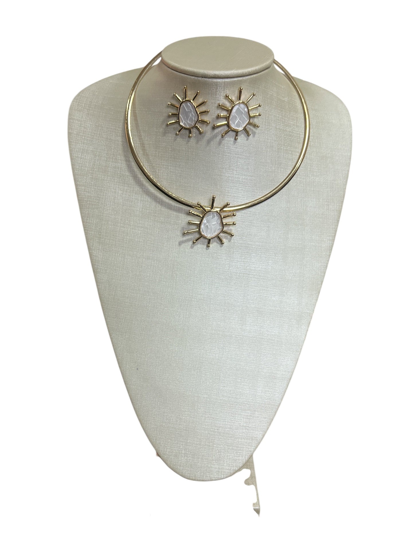 Set Gold Necklace + Earring Maria Marcele