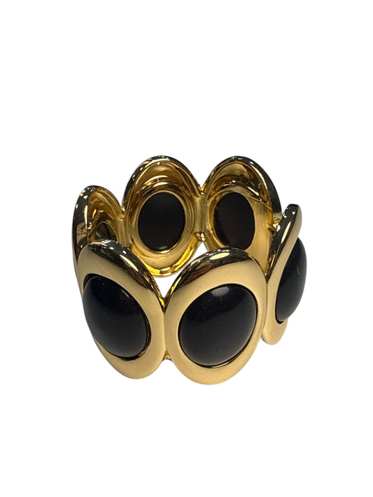 Bracelete Gold Oval com Pedras Pretas Maria Ísis