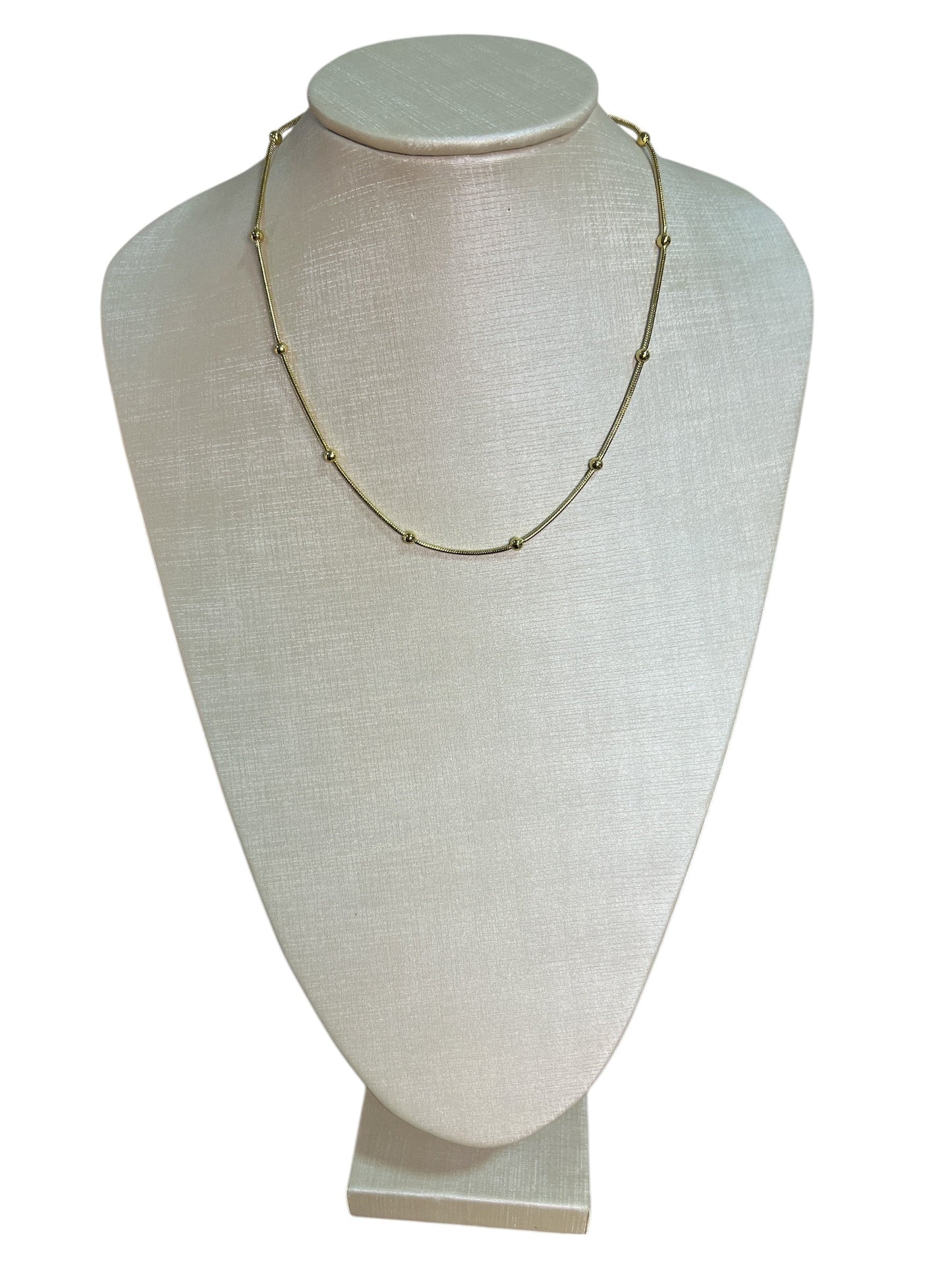 Necklace de Aço Bolinhas Dourada