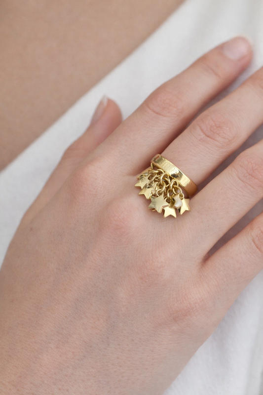 Ring Regulável de estrelas Gold e Silver