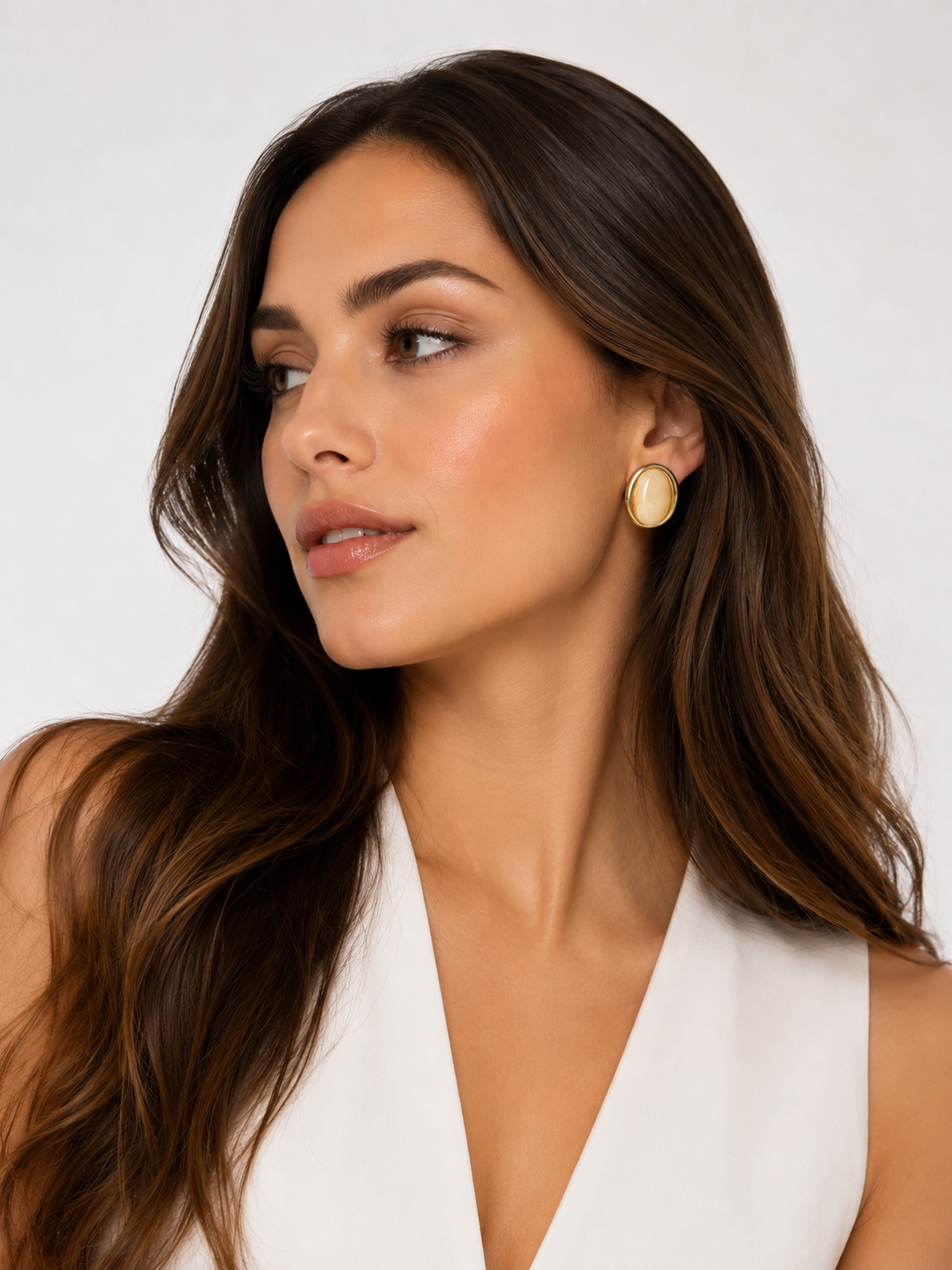 Earring Gold Maria Jaqueline Bege