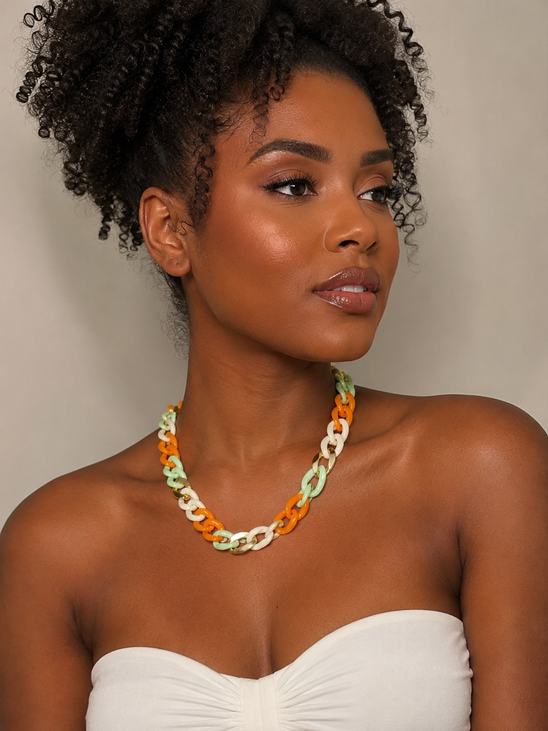 Necklace Elos Maria Camile Verde e Laranja