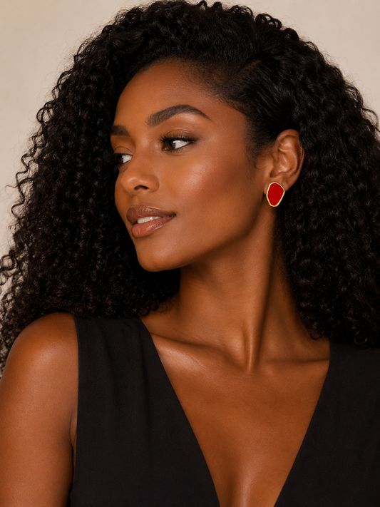 Earring Gold Maria Camila Vermelho