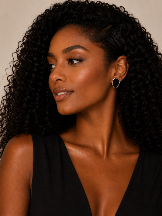 Earring Gold Camila Black