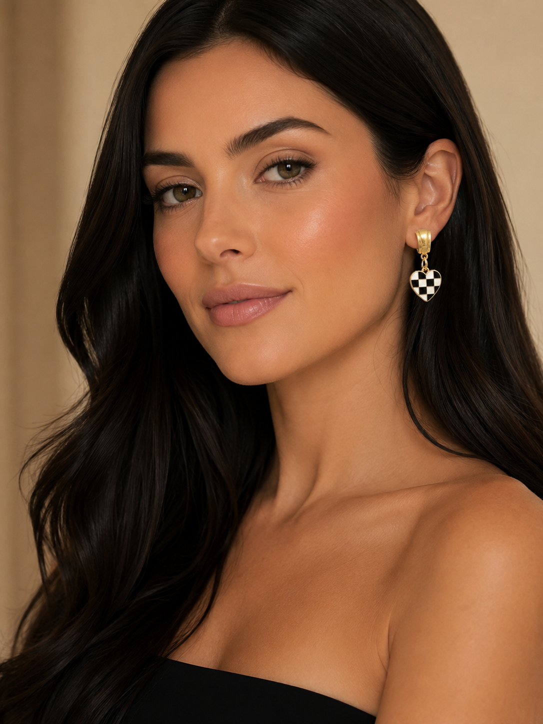 Earring Gold Coloração Xadrez