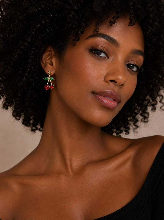 Earring Cereja Gold Maria Fernanda