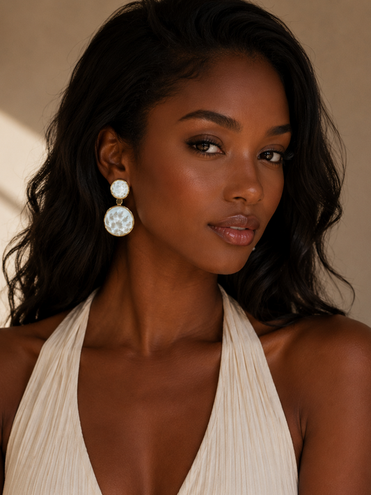Earring Gold Maria Graça White