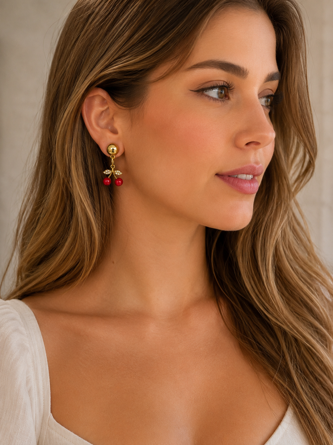 Earring Gold cereja