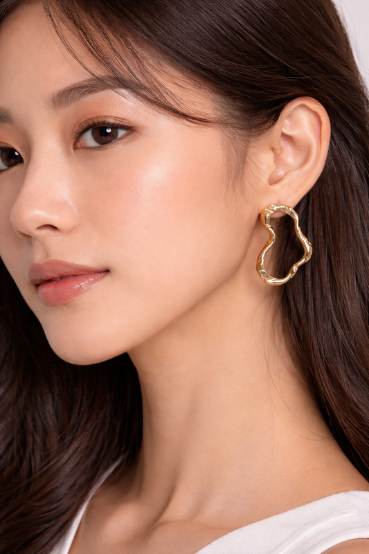 Earring Gold Argola Circuito Maria Yara